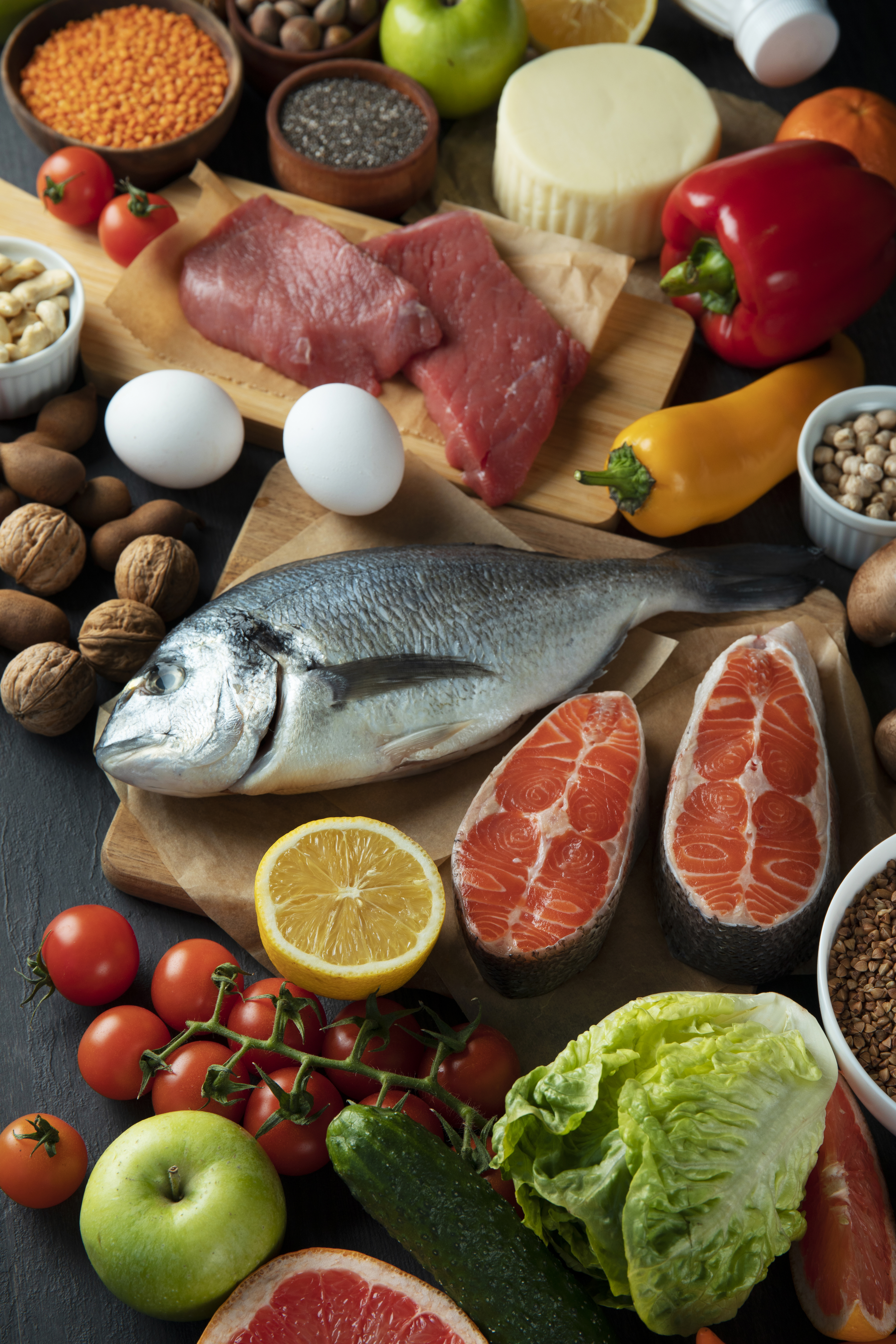 top-view-real-food-pyramid Imagen comida fresca